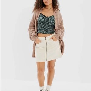 NWT American Eagle Zip-Up Corduroy Mini Skirt Regular Size 26 W Long Cre…
